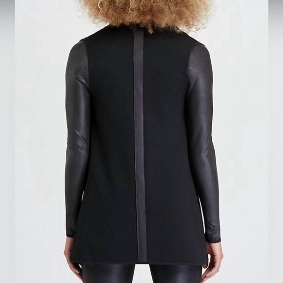 Spanx Drape Front Faux Leather Convertible Jacket in Black Size 3X - Picture 2 of 9